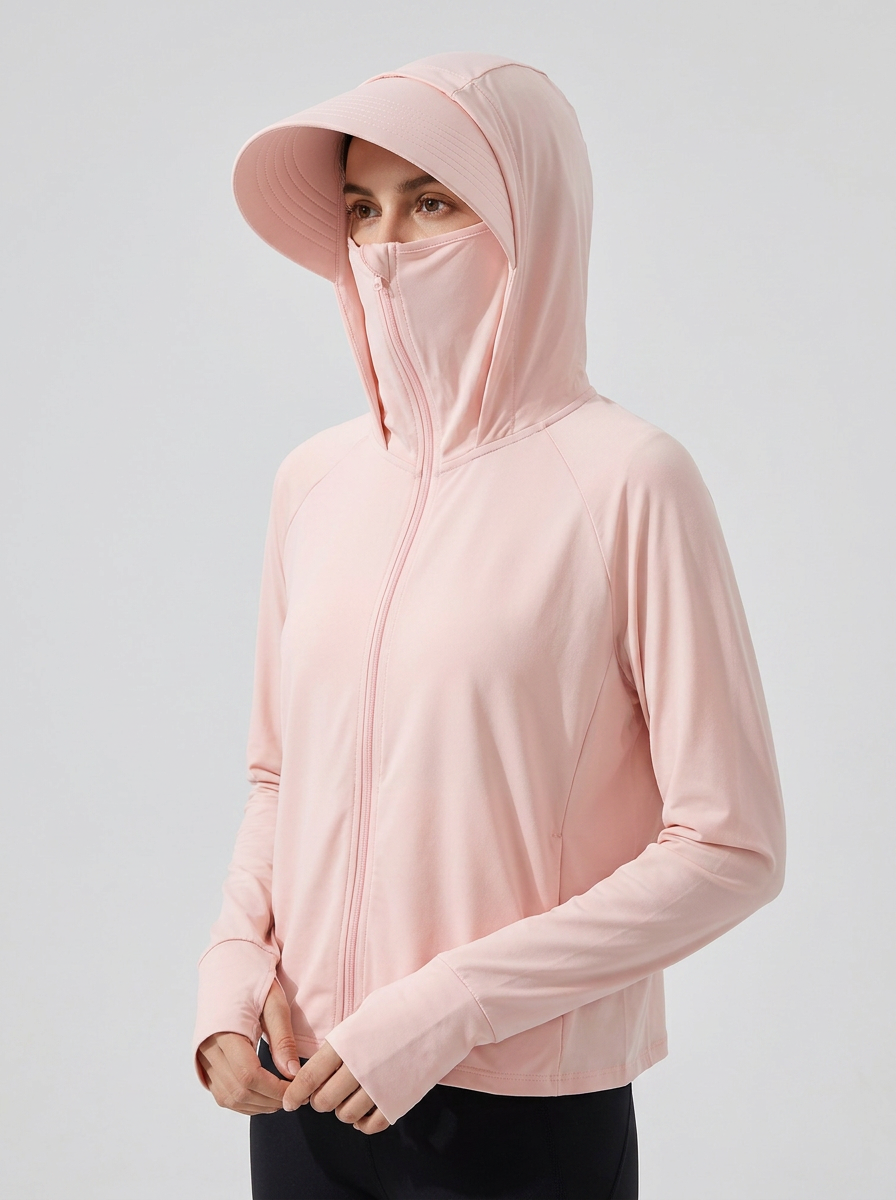جاكيت شمس نسائي بقبعة وغطاء وجه | Women's Sun Protection Jacket with Face Mask & Visor Hood