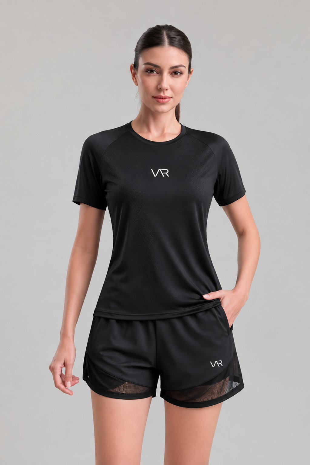 تيشيرت رياضي نسائي بنقشة جاكار | Women's Jacquard Print Sports T-Shirt