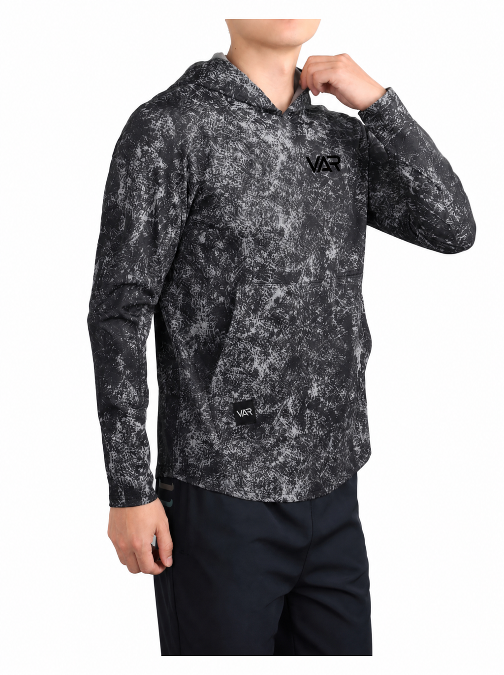 هودي رياضي رجالي بنقشة رمادية/سوداء | Men's Print Hoodie