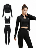 طقم رياضي نسائي 3 قطع (جاكيت + توب + ليقنز) | Women's 3-Piece Activewear Set