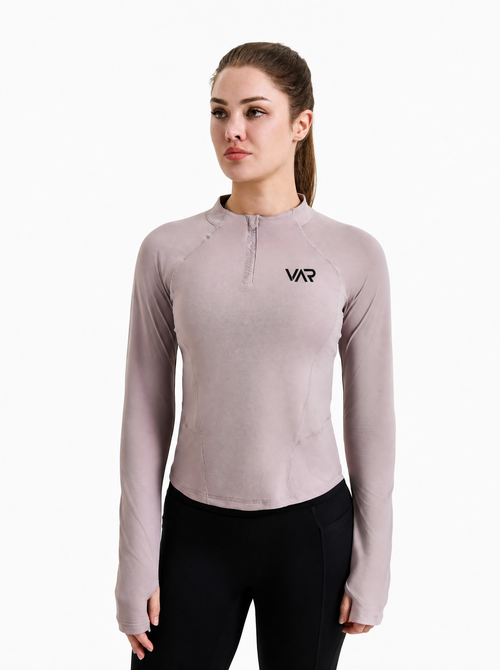 بلوزة رياضية نسائية بأكمام طويلة وسحاب نصفي | Women's Long Sleeve Half-Zip Sports Top