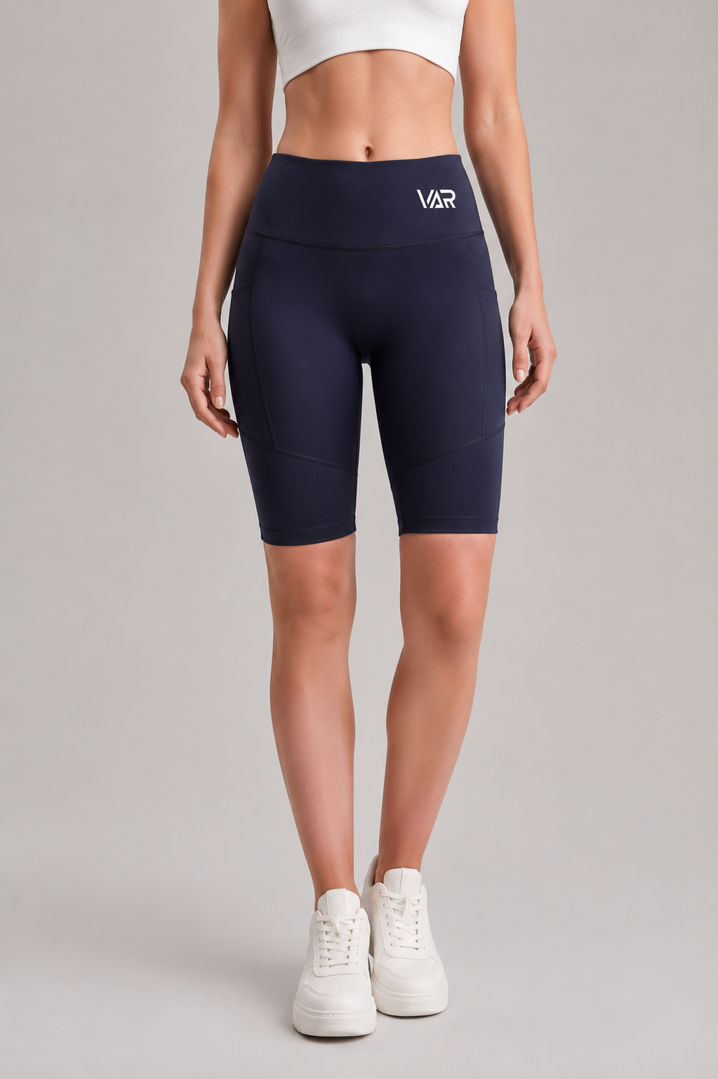 شورت رياضي نسائي ضاغط بخصر عالٍ - كحلي | Women's Compression Bike Shorts - Navy