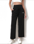 بنطال رياضي نسائي واسع الساق - أسود | Women's Wide Leg Sports Pants - Black